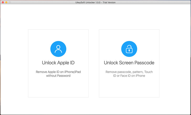 Launch UkeySoft Unlocker and click 'Unlock Apple ID'