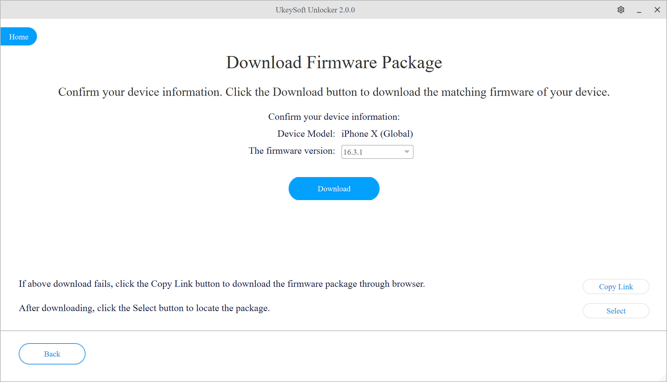 Download iOS firmware package