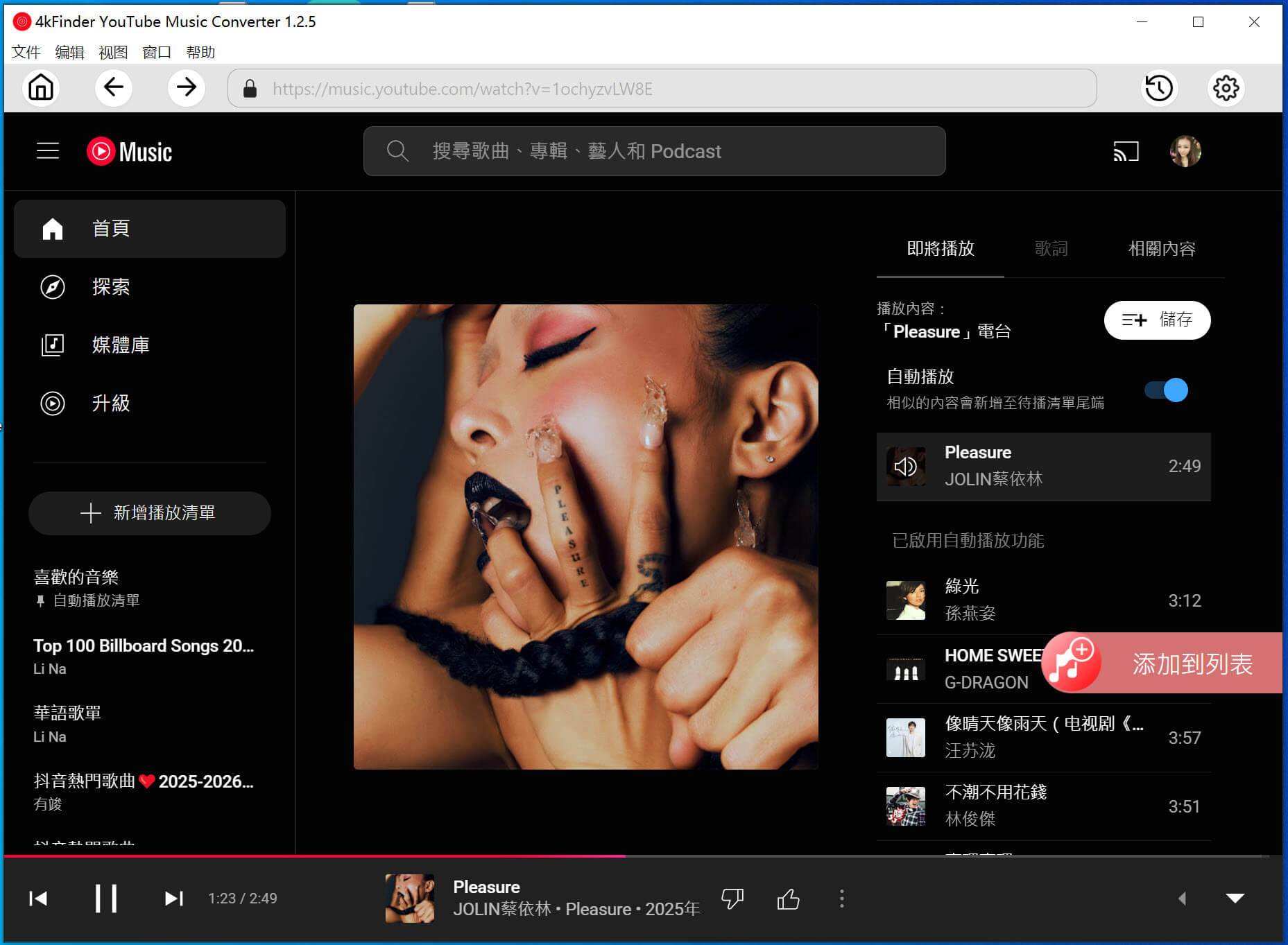 從 YouTube Music下載《Pleasure》