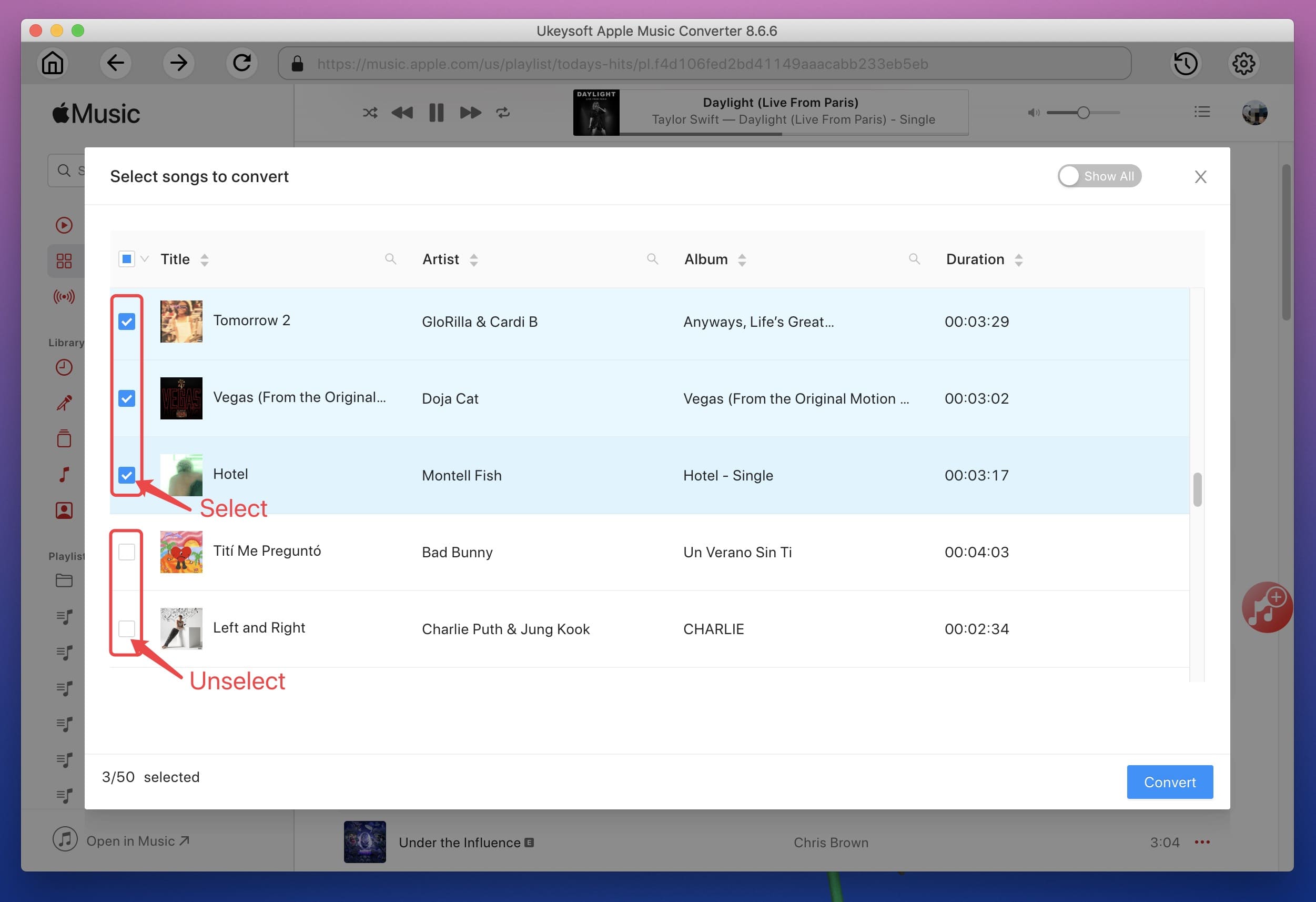 select all songs on mac