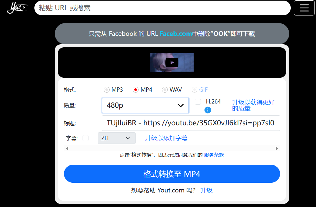 選擇 MP4 格式