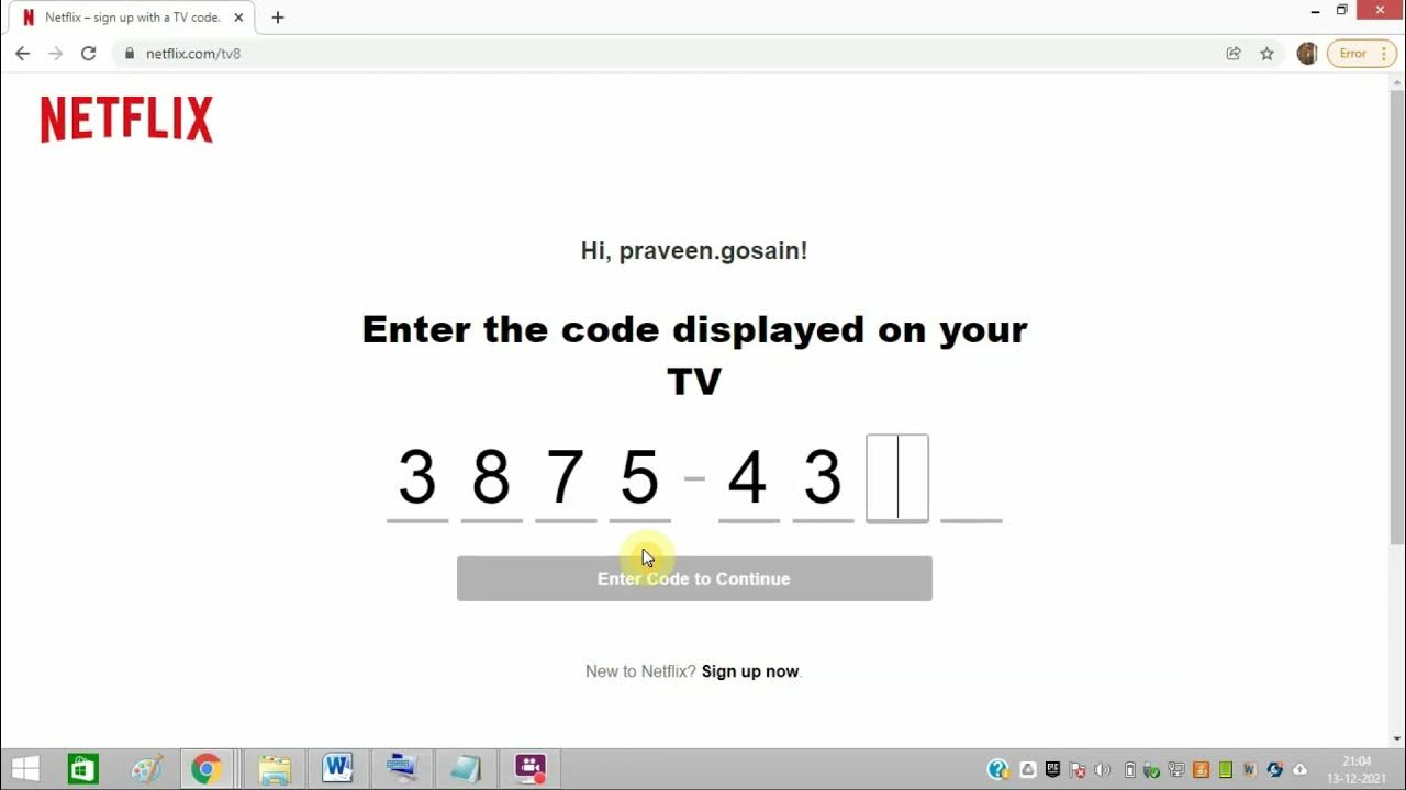 啟動 Netflix.com/tv8 代碼