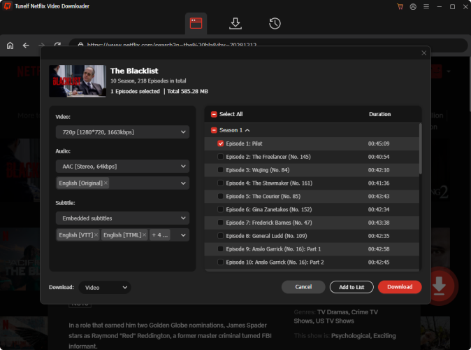 Tunelf Netflix 影片下載器