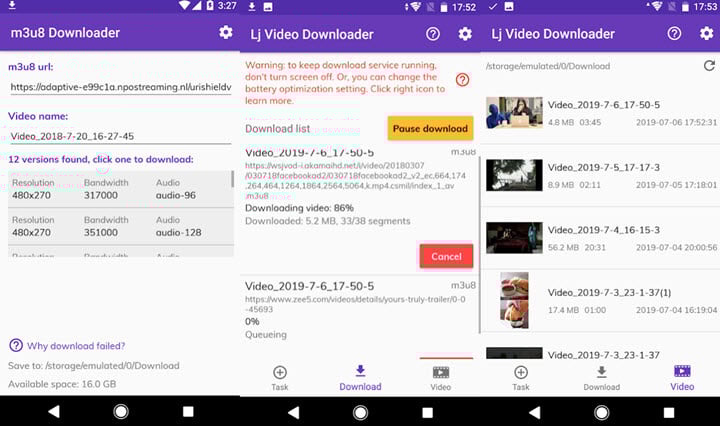 在 Android 上將 M3U8 轉換為 MP4