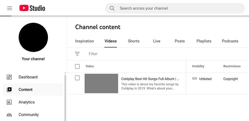  造訪 YouTube Studio