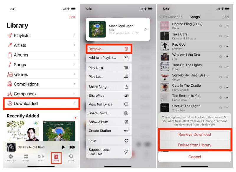 刪除並重新加入灰顯歌曲
