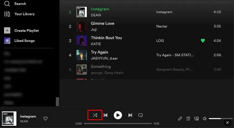 關閉隨機播放模式